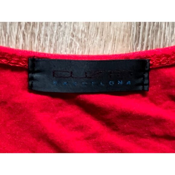 CUSTO BARCELONA Red Floral Neck T Shirt Tee Top Women's Size Small - Picture 4 of 9